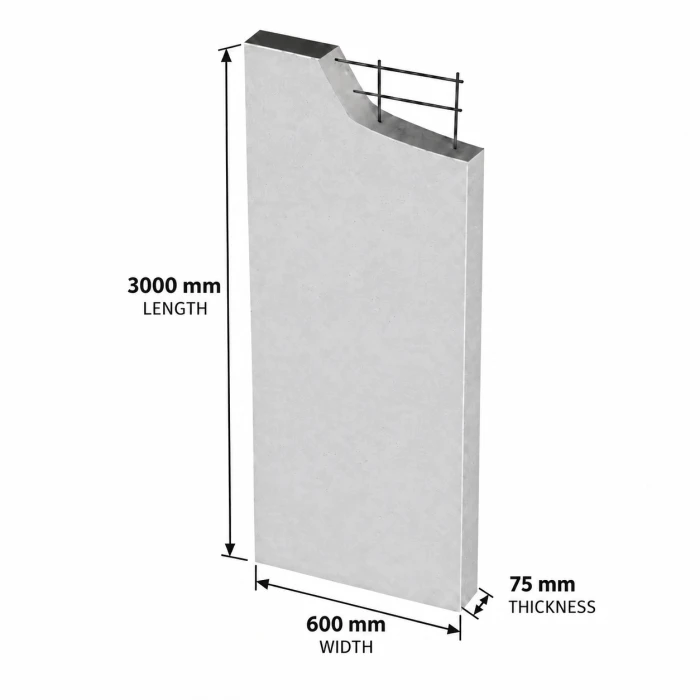 AAC Wall Panel 75mm    600mm    3000mm